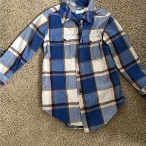 Old Navy Blue and Cream Plaid Shacket
